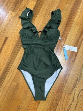 Cupshe Olive Green Ruffle One-Piece Swimsuit for Women